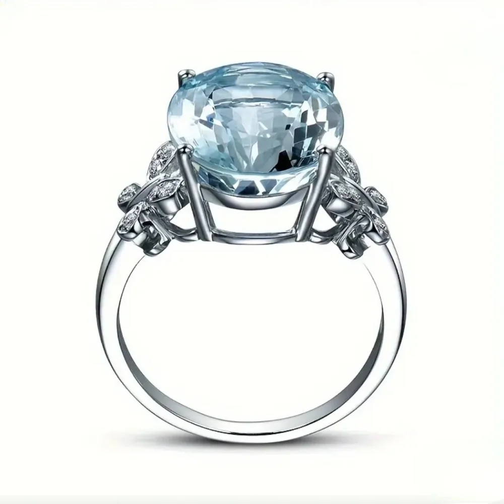 Butterfly 5 carat Aquamarine Ring 925 silver Nwt - Picture 5 of 12